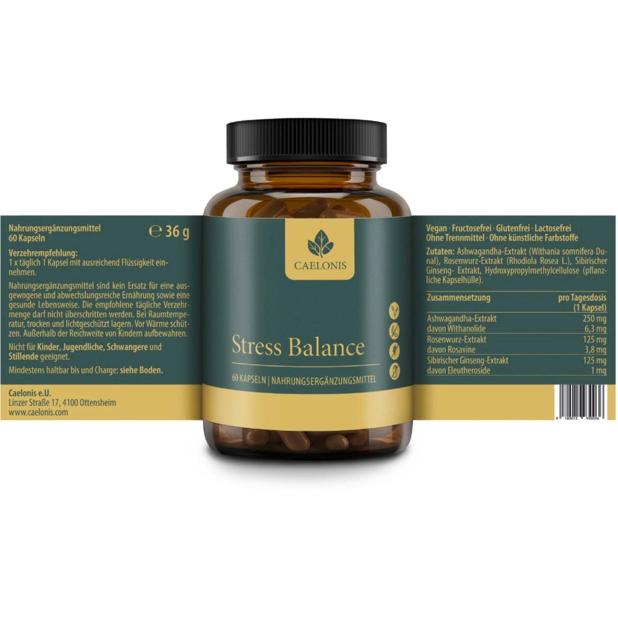 Caelonis Stress Balance mit 60 Kapseln und ausgewählten Pflanzenextrakten