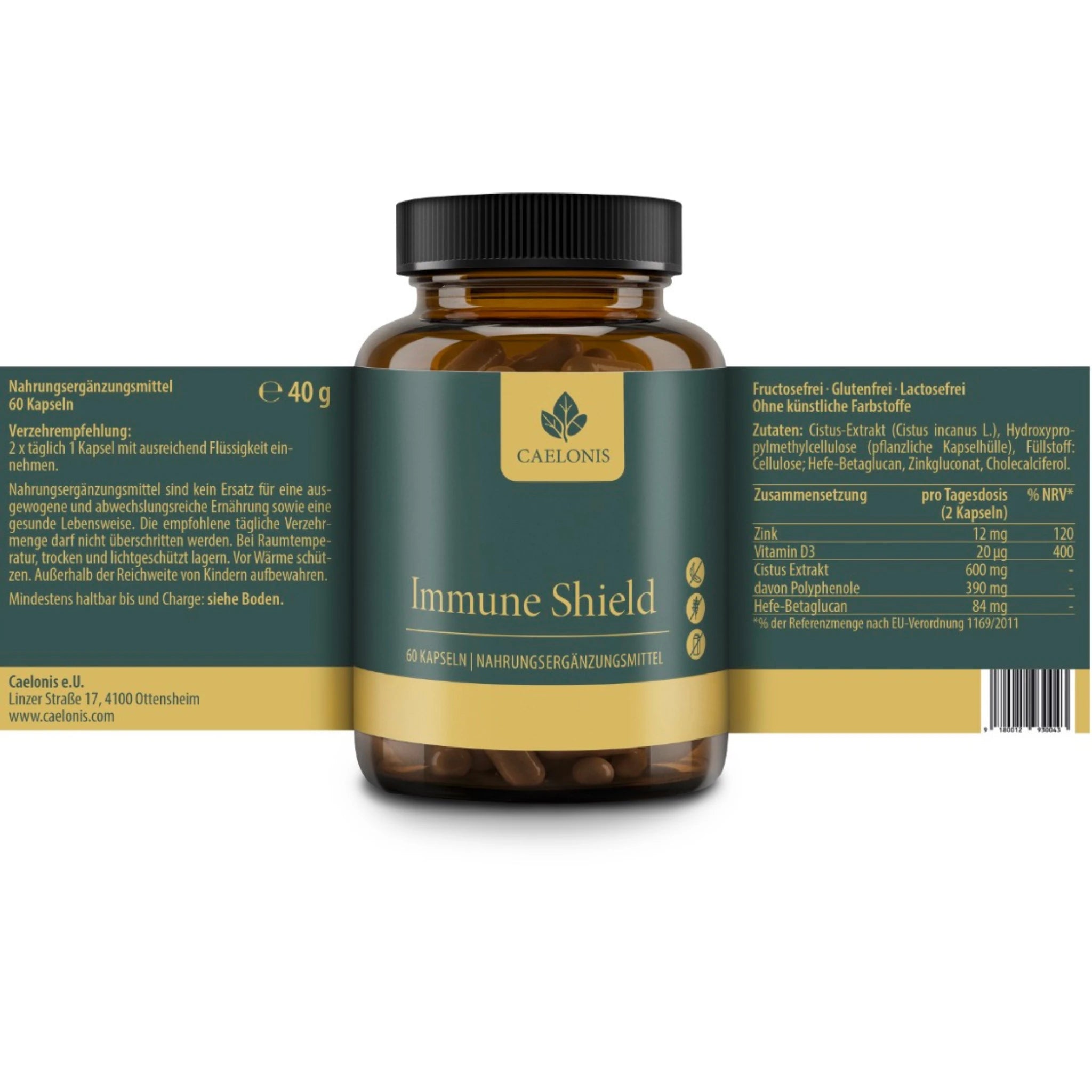 Vitamin D3, Zink, Cistus-Extrakt und Hefe-Betaglucan in Caelonis Immune Shield